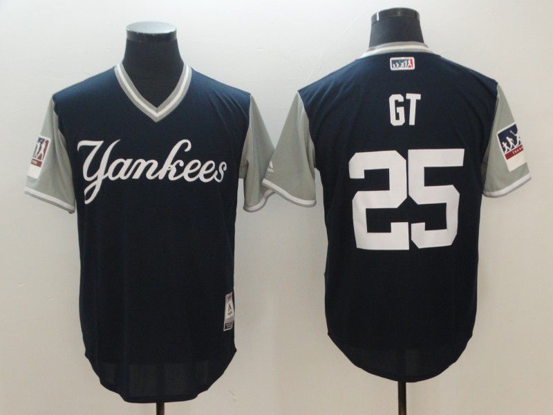 Men New York Yankees #25 GT Blue New Rush Limited MLB Jerseys